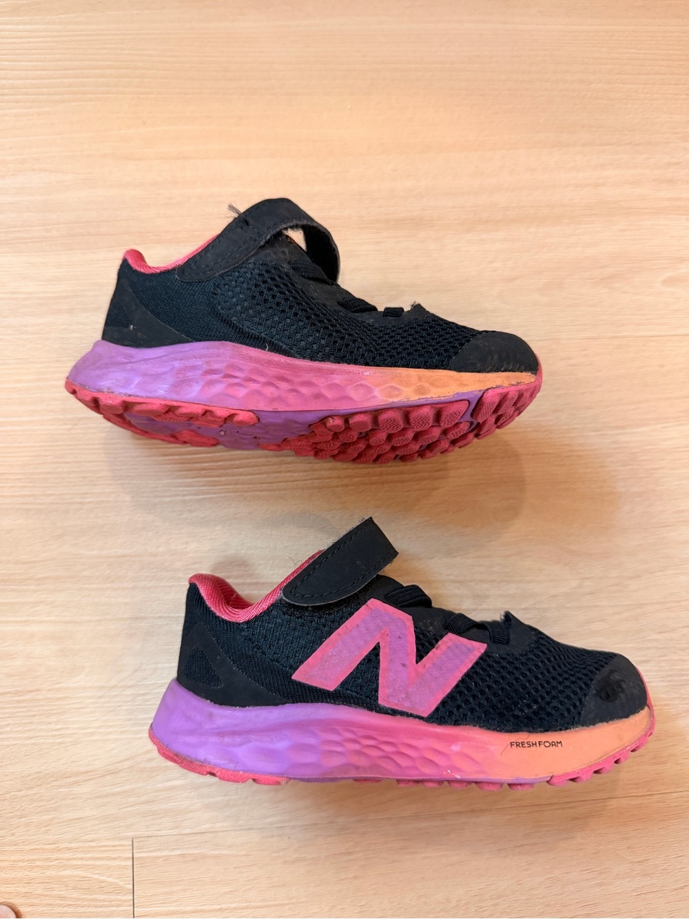 New Balance Toddler Black Sneakers with Pink Accents